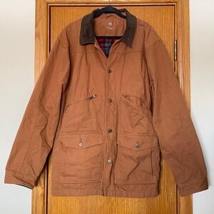 Canvas Duck Brown Barn Jacket Chore Coat Plaid Lined XXL Mens Heritage Workwear